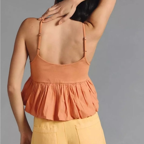 Maeve Anthropologie Bubble Cropped Cami Tank Top in Creamsicle Orange - Picture 3 of 6